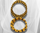 Chic Harmony: Black and Yellow Seed Bead Parent and Child Wire Wrap Bracelets – Trendy Coordinated Style for Fashion-Forward Families!