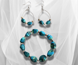 Blue and Green Bead Bracelet and Earrings Set: Handcrafted Elegance with Vibrant Colors