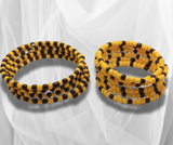 Chic Harmony: Black and Yellow Seed Bead Parent and Child Wire Wrap Bracelets – Trendy Coordinated Style for Fashion-Forward Families!