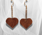 Natural Elegance: Heart Walnut Dangle Earrings – Handcrafted Wooden Accessories for Timeless and Heartwarming Style!