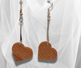 Radiant Love: Heart Red Oak Dangle Earrings – Handcrafted Wooden Elegance for Passionate and Timeless Style!