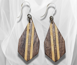 Modern Elegance: Hexagon Inlay Wood Earrings – Handcrafted Artistry for Unique and Contemporary Style Statements!