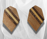 Discover Artful Sophistication: Hexagon Inlay Wood Post Earrings – Handcrafted Elegance for a Unique and Modern Style Statement!