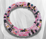 Chic Contrast: Pink and Black Glass Bead Wire Wrap Bracelet – Handcrafted Elegance for a Stylish and Vibrant Statement.