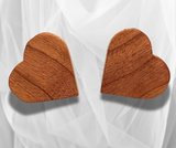 Heartfelt Beauty: Red Oak Wood Post Earrings – Handcrafted Heart-Shaped Wooden Accessories for Timeless and Natural Style!