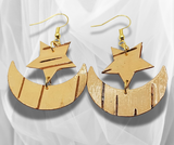 Cosmic Elegance: The Stars and the Moon Birch Bark Earrings – Handcrafted Artistry for a Unique and Celestial Fashion Statement.