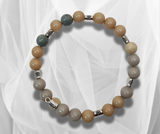 Fall-Inspired Wire-Wrapped Bracelet with Multicolored Moss Agate & Silver Spacer Beads