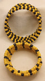 black and yellow seed bead wire wrap parent and child bracelets