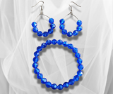 Bright Blue Bead Bracelet and Matching Earrings Set: Vibrant Handcrafted Jewelry