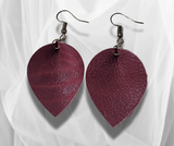 Deep Maroon Leather Pinch Earrings – Lightweight, Elegant & Unique