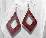 Double Diamond Deep Red Leather Earrings – Lightweight, Elegant & Stylish