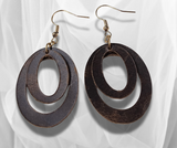 Double Round Dark Brown Leather Earrings – Lightweight, Elegant & Stylish