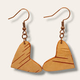 Uniquely Yours: Funky Heart Birch Bark Earrings – Handcrafted Nature-inspired Accessories for a Playful and Stylish Edge!- 2 styles