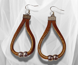 Genuine Leather Loop Earrings with Silver Beads – Lightweight, Stylish & Unique