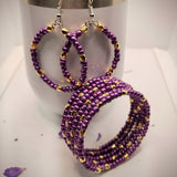 gold spacer purple bead wire wrap bracelets with earrings