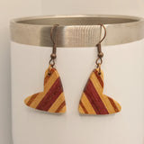 Discover Charm: Petite Heart-Shaped inlay Wood Earrings in Vibrant Multicolored Designs