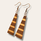 long triangle multi-inlay wood earrings