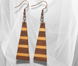 Modern Marvel: Long Triangle Multi-Inlay Wood Earrings – Handcrafted Artistry for a Chic and Distinctive Statement. Discover Your Unique Style!