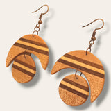 moon and sum inlay wood earrings