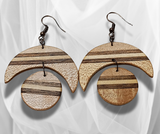 Celestial Harmony: Moon and Sun Inlay Wood Earrings – Handcrafted Cosmic Jewelry for a Stylish and Symbolic Statement.