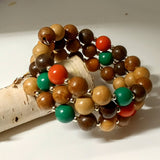 Vibrant Multicolored Wood Bead Wire Wrap Bracelet