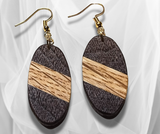 Elegance Redefined: Inlay Wood Oval Earrings – Handcrafted Artistry for Unique and Sophisticated Style.