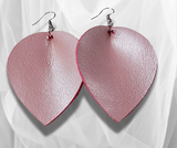 Large Pale Pink Leather Pinch Earrings – Lightweight, Elegant & Trendy