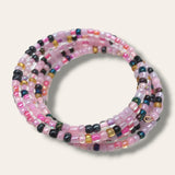 Chic Contrast: Pink and Black Glass Bead Wire Wrap Bracelet – Handcrafted Elegance for a Stylish and Vibrant Statement.