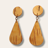 Nature's Elegance: Teardrop Birch Bark Post Earrings – Handcrafted Artistry for a Distinctive and Timeless Style.-3 styles