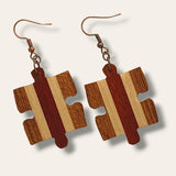 Enigmatic Elegance: 'Puzzle Me This' Inlay Wood Earrings – Handcrafted Artistry for a Unique and Intriguing Style.