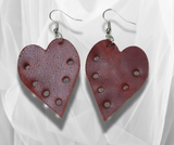 Handmade Round Red Heart Leather Earrings – Lightweight & Stylish for Any Occasion! ❤️✨