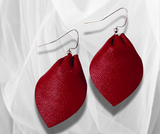 Deep Red Leather Pinch Earrings – Lightweight, Boho & Stylish