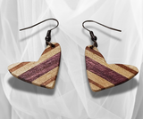 Discover Charm: Petite Heart-Shaped inlay Wood Earrings in Vibrant Multicolored Designs