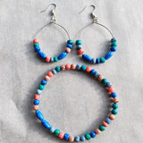 Multicolored Bead Bracelet and Matching Earrings Set: Vibrant Handcrafted Jewelry