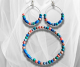 Multicolored Bead Bracelet and Matching Earrings Set: Vibrant Handcrafted Jewelry