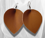 Large Tan Leather Pinch Earrings – Lightweight, Stylish & Versatile