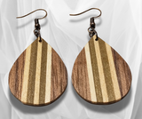 Nature's Palette: Teardrop Inlay Wood Earrings with Basswood, Walnut, and Green Poplar – Handcrafted Artistry for a Distinctive and Nature-Inspired Style.