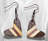 Expressive Elegance: Heart, Funky Style, Inlay Wood Earrings – Handcrafted Artistry for Unique and Playful Fashion Statements!