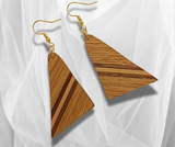 Harmonious Blend: Red Oak and Walnut Triangle Inlay Wood Earrings – Handcrafted Artistry for a Distinctive and Stylish Statement.