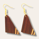 Contemporary Charm: Walnut Triangle Inlay Wood Earrings – Handcrafted Artistry for a Distinctive and Stylish Statement.