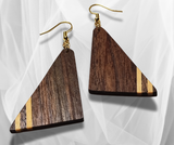 Contemporary Charm: Walnut Triangle Inlay Wood Earrings – Handcrafted Artistry for a Distinctive and Stylish Statement.