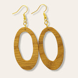 hoop red oak wood earrings