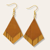 kite shaped double layer birch bark earrings