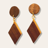 Exquisite Diamond Dangle: Inlay Wood Post Earrings – Elevate Your Style with Handcrafted Elegance and Unique Wooden Accents!