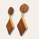 diamond posts made with walnut earrings