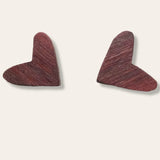 funky heart purple heartwood post earrings
