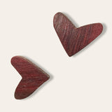 funky heart purple heartwood post earrings