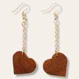 Natural Elegance: Heart Walnut Dangle Earrings – Handcrafted Wooden Accessories for Timeless and Heartwarming Style!