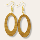 hoop red oak wood earrings