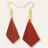 kite shaped bloodwood earrings side view